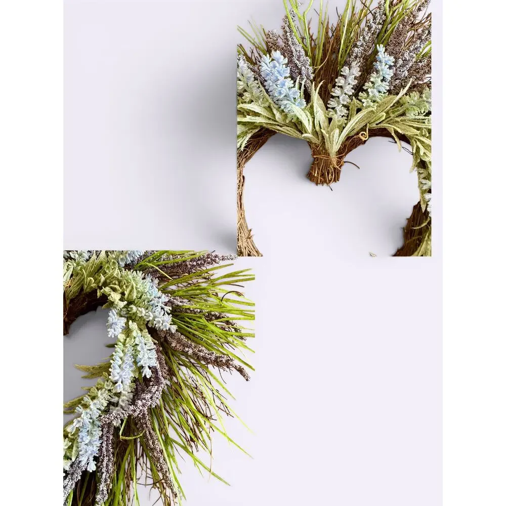 Heart Shaped Lavender Wreath-Faux Floral-Farmhouse-Cottage Door-Wedding-Purple